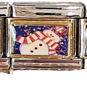Charlie Zabarte Snowman Italian Charm 18k Gold & Stainless Steel 9mm NEW